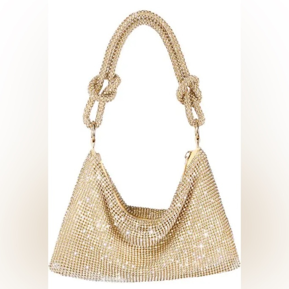 Shiny gold small off the shoulder purse